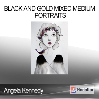 Angela Kennedy - Black and Gold Mixed Medium Portraits